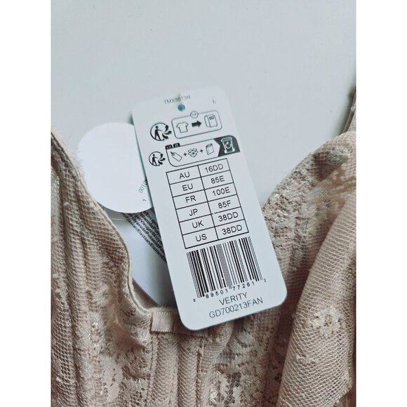 Goddess Verity Lace Unlined Underwire Beige Full Coverage Convertible Bra 38DD - Picture 11 of 11